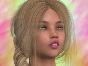 Картинка 3д+графика портрет+ portraits блондинка фон взгляд девушка