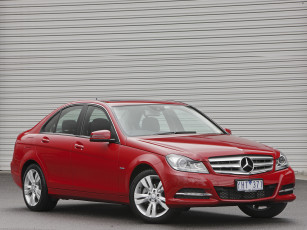 Картинка автомобили mercedes-benz красный w204 au-spec c 200