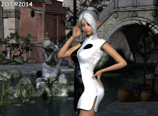 Картинка 3д+графика люди+ people девушка взгляд блондинка скульптура