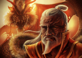 Картинка фэнтези люди дракон старик fan art old zuko avatar шрам