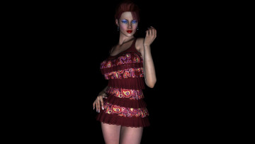 Картинка 3д+графика люди+ people девушка взгляд рыжая фон