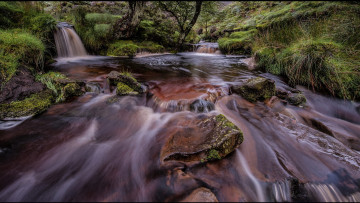 Картинка природа водопады река потоки каскад камни трава
