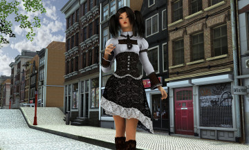 Картинка 3д+графика люди+ people девушка взгляд азиатка