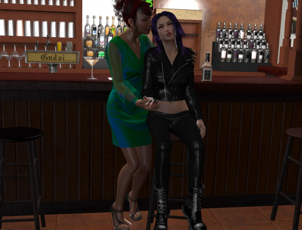 Обои картинки фото 3д графика, люди , people, девушки, бар, напитки