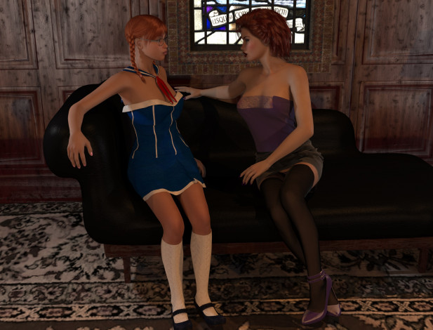 Обои картинки фото 3д графика, люди , people, взгляд, девушки, комната