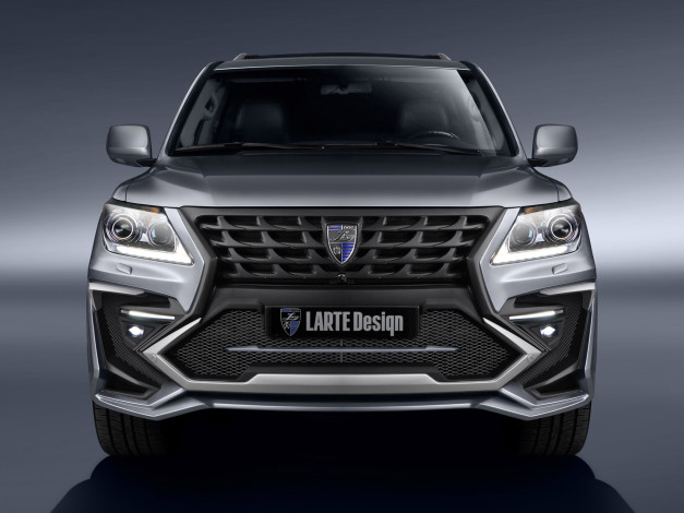 Обои картинки фото автомобили, lexus, 2014г, серый, lx, 570, alligator, design, larte