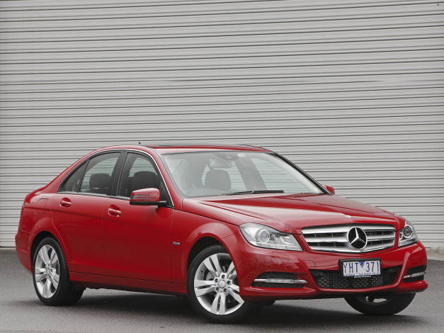 Обои картинки фото автомобили, mercedes-benz, красный, w204, au-spec, c, 200