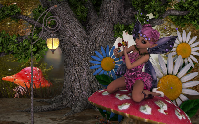 Обои картинки фото 3д графика, эльфы , elves, цветы, эльфийка