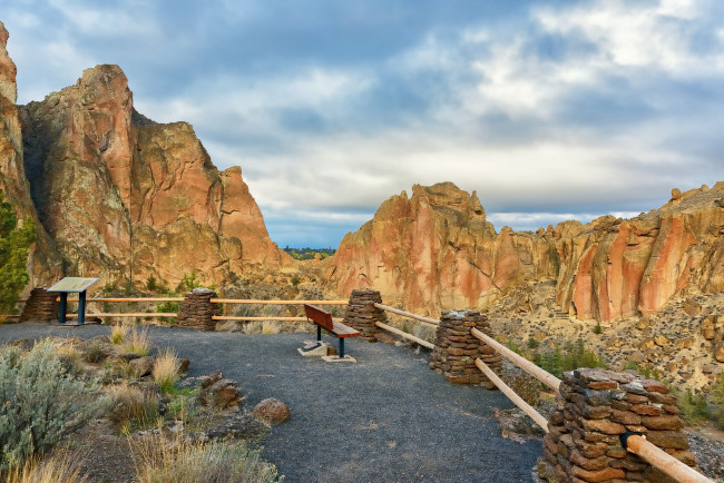 Обои картинки фото природа, горы, площадка, обзорная, скалы