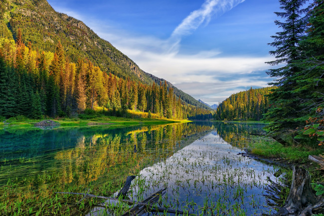 Обои картинки фото природа, реки, озера, горы, лес, река, облака