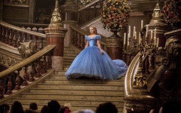 Картинка кино+фильмы cinderella+ 2015 платье lily james лили джеймс золушка свечи лестница зал