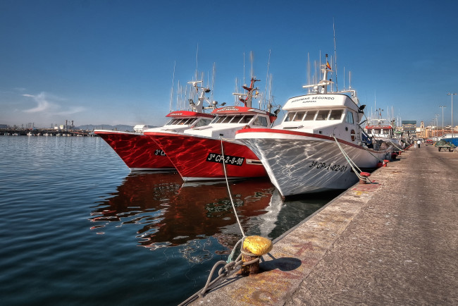 Обои картинки фото port del grau de castell&, 243, корабли, катера, порт, причал, суда