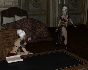 Картинка 3д+графика эльфы+ elves эльфийки взгляд фон интерьер