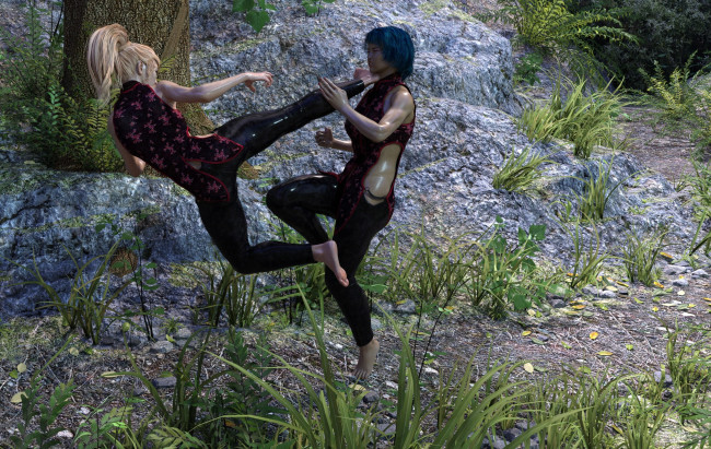 Обои картинки фото 3д графика, фантазия , fantasy, девушки, фон, взгляд