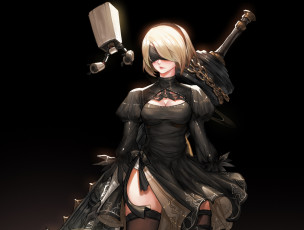 Картинка видео+игры nier +automata девушка