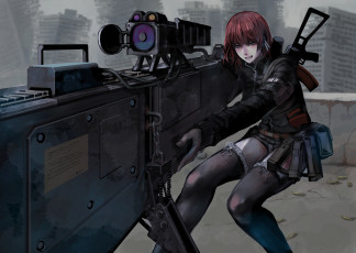 Картинка аниме оружие +техника +технологии девушка