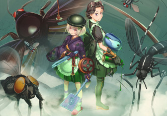 Картинка аниме животные +существа девушки