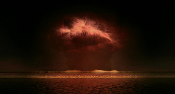 Картинка рисованное природа взрыв волна водоем