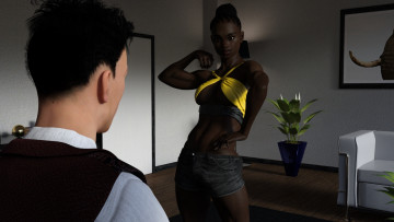 Картинка 3д+графика люди+ people девушка взгляд фон