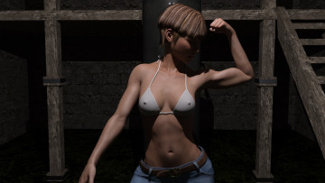 Картинка 3д+графика люди+ people девушка взгляд фон