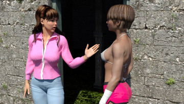 Картинка 3д+графика люди+ people девушки взгляд фон