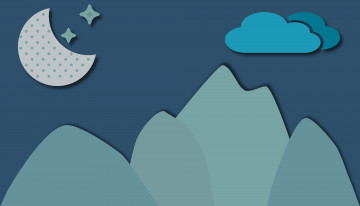 Картинка векторная+графика природа+ nature деревья луна ночь