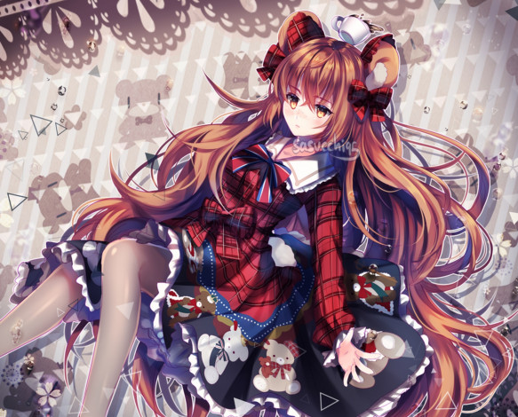 Обои картинки фото аниме, животные,  существа, девушка