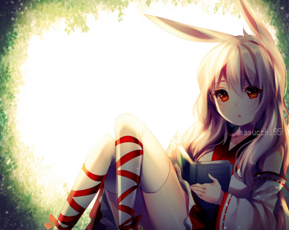 Обои картинки фото аниме, животные,  существа, девушка