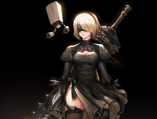 Обои картинки фото видео игры, nier,  automata, девушка