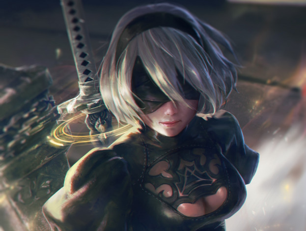 Обои картинки фото видео игры, nier,  automata, девушка