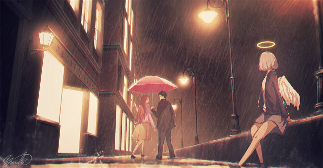 Обои картинки фото аниме, ангелы,  демоны, девушка