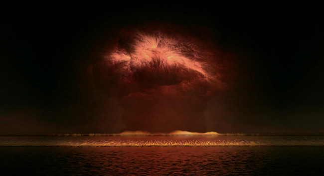 Обои картинки фото рисованное, природа, взрыв, волна, водоем