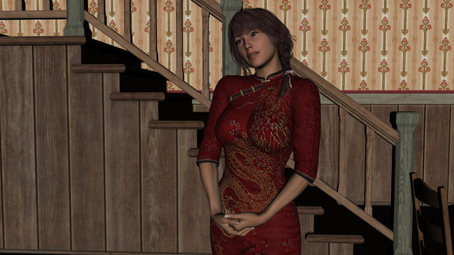 Обои картинки фото 3д графика, люди , people, девушка, взгляд, фон