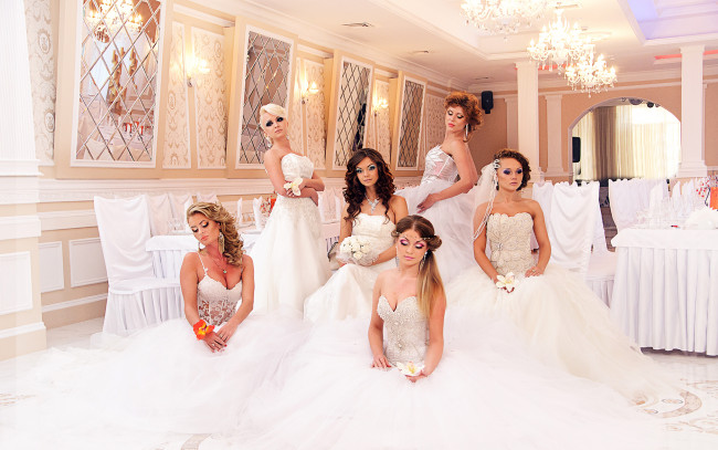 Обои картинки фото девушки, -unsort , невесты, свадебное, платье