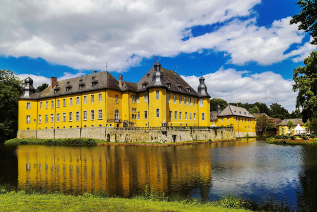 Обои картинки фото schloss dyck,  panorama, города, замки германии, простор