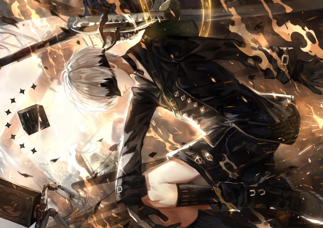 Обои картинки фото видео игры, nier,  automata, девушка