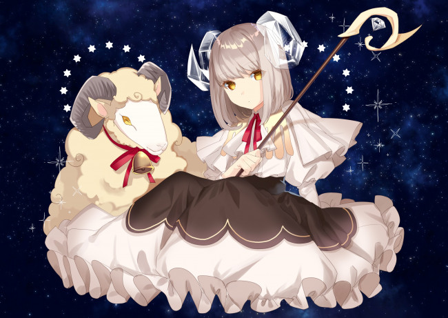 Обои картинки фото аниме, животные,  существа, девушка