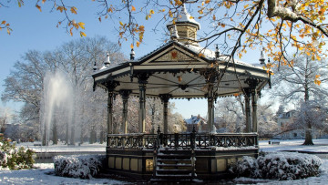 Картинка природа парк беседка зима