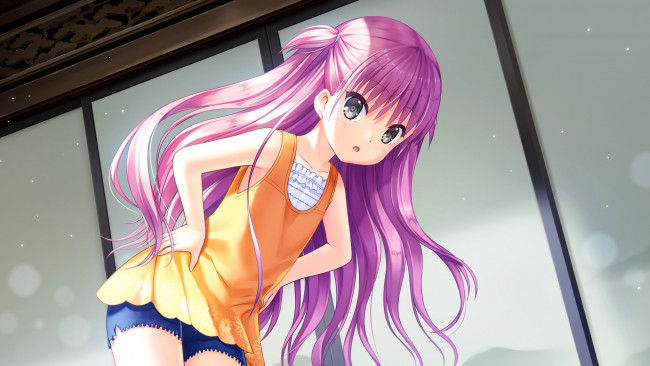 Обои картинки фото аниме, summer pockets, девушка, фон, взгляд