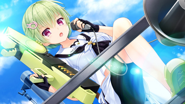 Обои картинки фото аниме, summer pockets, фон, взгляд, девушка