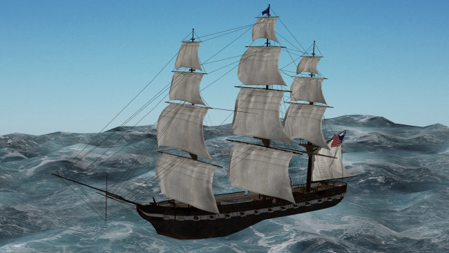 Обои картинки фото корабли, 3d, парусник, море