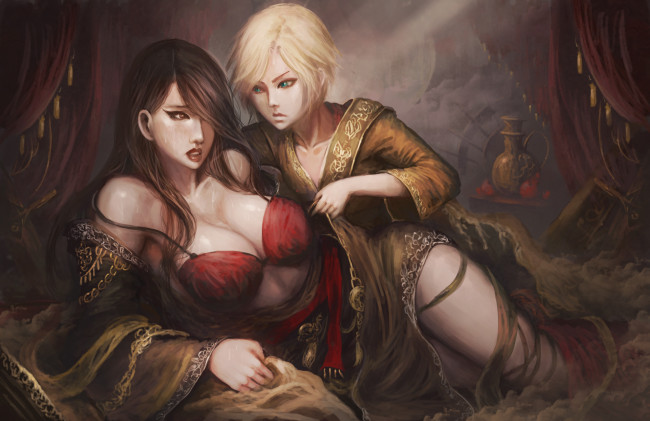 Обои картинки фото фэнтези, девушки, фон, взгляд