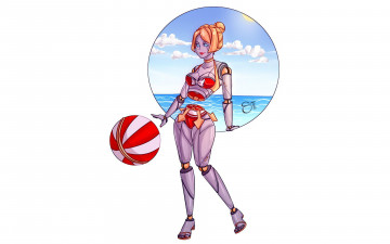 Картинка видео+игры league+of+legends киборг мяч море девушка orianna