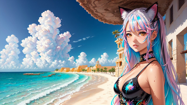 Обои картинки фото аниме, животные,  существа, нейросети, графика, нейроарт, ai, art, нейронные, сети, рисунки, нейро, искусство