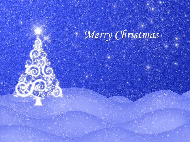 Обои картинки фото праздничные, векторная, графика, новый, год, снег, звёзды, ночь