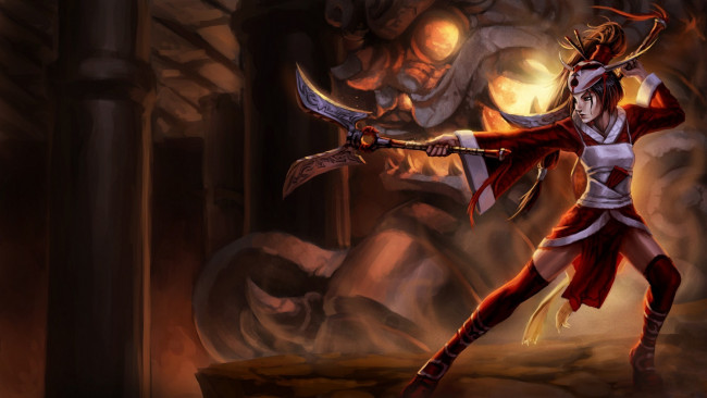 Обои картинки фото league, of, legends, видео, игры, akali