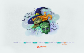 Картинка календари рисованные векторная графика ведьма зомби