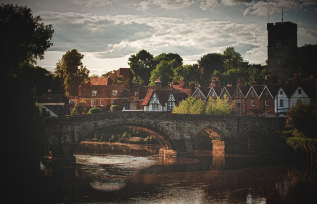 Обои картинки фото города, мосты, река, домики