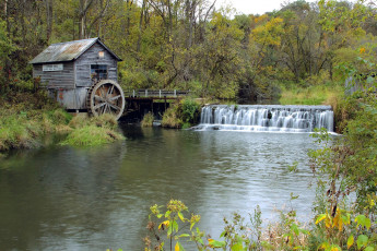 Картинка разное мельницы лес река мельница водяная