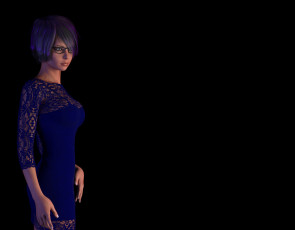 Картинка 3д+графика люди+ people девушка взгляд платье фон